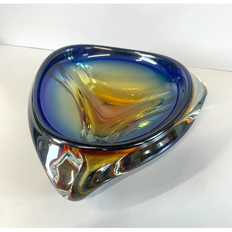 CIOTOLA POSACENERE VETRO SOMMERSO MURANO SVUOTA TASCHE ITALIA CENTROTAVOLA BLU