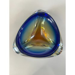 CIOTOLA POSACENERE VETRO SOMMERSO MURANO SVUOTA TASCHE ITALIA CENTROTAVOLA BLU