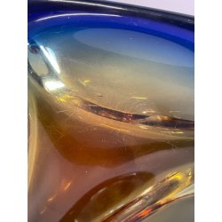 CIOTOLA POSACENERE VETRO SOMMERSO MURANO SVUOTA TASCHE ITALIA CENTROTAVOLA BLU