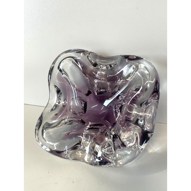CIOTOLA POSACENERE VETRO SOMMERSO MURANO SVUOTA TASCHE COLOR VIOLA TRASPARENTE