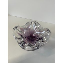 CIOTOLA POSACENERE VETRO SOMMERSO MURANO SVUOTA TASCHE COLOR VIOLA TRASPARENTE