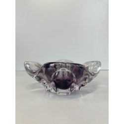 CIOTOLA POSACENERE VETRO SOMMERSO MURANO SVUOTA TASCHE COLOR VIOLA TRASPARENTE