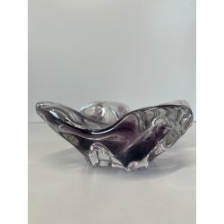 CIOTOLA POSACENERE VETRO SOMMERSO MURANO SVUOTA TASCHE COLOR VIOLA TRASPARENTE