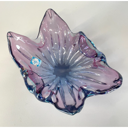 CIOTOLA POSACENERE VETRO SOMMERSO MURANO SVUOTA TASCHE BICOLORE AZZURRO VIOLA