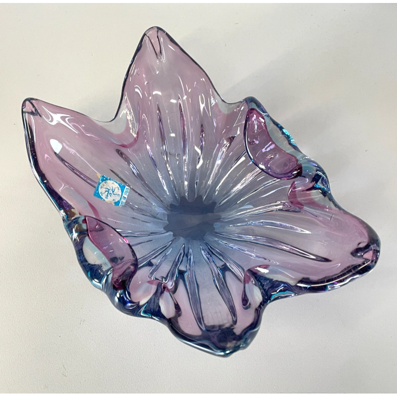 CIOTOLA POSACENERE VETRO SOMMERSO MURANO SVUOTA TASCHE BICOLORE AZZURRO VIOLA