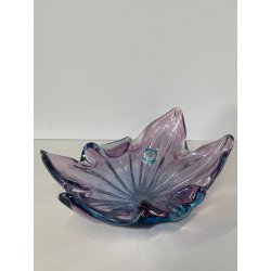 CIOTOLA POSACENERE VETRO SOMMERSO MURANO SVUOTA TASCHE BICOLORE AZZURRO VIOLA