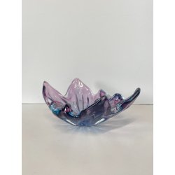 CIOTOLA POSACENERE VETRO SOMMERSO MURANO SVUOTA TASCHE BICOLORE AZZURRO VIOLA