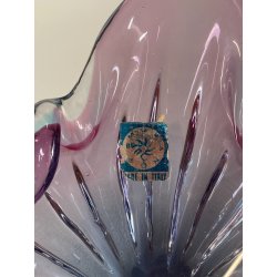 CIOTOLA POSACENERE VETRO SOMMERSO MURANO SVUOTA TASCHE BICOLORE AZZURRO VIOLA