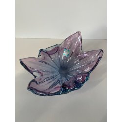 CIOTOLA POSACENERE VETRO SOMMERSO MURANO SVUOTA TASCHE BICOLORE AZZURRO VIOLA