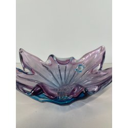 CIOTOLA POSACENERE VETRO SOMMERSO MURANO SVUOTA TASCHE BICOLORE AZZURRO VIOLA