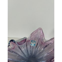 CIOTOLA POSACENERE VETRO SOMMERSO MURANO SVUOTA TASCHE BICOLORE AZZURRO VIOLA