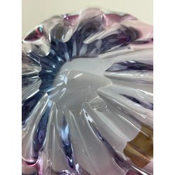 CIOTOLA POSACENERE VETRO SOMMERSO MURANO SVUOTA TASCHE BICOLORE AZZURRO VIOLA