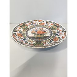 PIATTO CENTROTAVOLA PORCELLANA Imari Arita MOTIVI FLOREALI UCCELLI ø 31 cm JAPAN