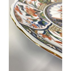 PIATTO CENTROTAVOLA PORCELLANA Imari Arita MOTIVI FLOREALI UCCELLI ø 31 cm JAPAN