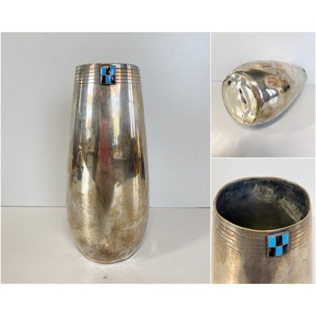 ANTICO VASO SHEFFIELD WMF Art Nouveau DESIGN epoca 1900 STEMMA SMALTO OLD VASE