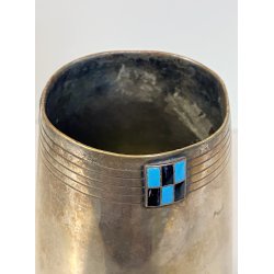 ANTICO VASO SHEFFIELD WMF Art Nouveau DESIGN epoca 1900 STEMMA SMALTO OLD VASE