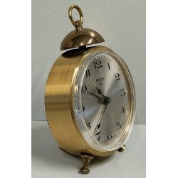Swiza OROLOGIO TAVOLO 8 GIORNI suoneria ANNI 70 OTTONE DORATO Old Alarm Clock