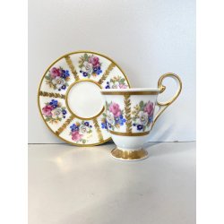 SET 6 TAZZINE CAFFè PORCELLANA RWK Baviera ORO DECORO BOUQUET FIORITO WOODEN BOX