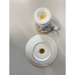 SET 6 TAZZINE CAFFè PORCELLANA RWK Baviera ORO DECORO BOUQUET FIORITO WOODEN BOX