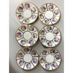 SET 6 TAZZINE CAFFè PORCELLANA RWK Baviera ORO DECORO BOUQUET FIORITO WOODEN BOX