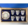 SET 6 TAZZINE CAFFè PORCELLANA RWK Baviera ORO DECORO BOUQUET FIORITO WOODEN BOX
