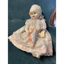 BAMBOLA CERAMICA Capodimonte Giustiniani Luigi NAPOLI VINTAGE DOLL Poupé 66 cm/h