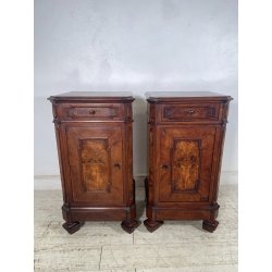 ANTICA COPPIA COMODINI UMBERTINI EPOCA 800 LEGNO RADICA COMODINO CAMERA DA LETTO