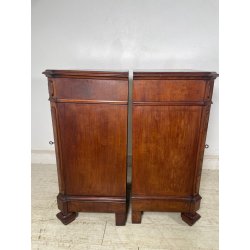 ANTICA COPPIA COMODINI UMBERTINI EPOCA 800 LEGNO RADICA COMODINO CAMERA DA LETTO