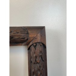 ANTICA PICCOLA CORNICE IMPERO LEGNO NOCE SCOLPITO 28CM X 33CM QUADRO SPECCHIERA