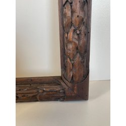 ANTICA PICCOLA CORNICE IMPERO LEGNO NOCE SCOLPITO 28CM X 33CM QUADRO SPECCHIERA