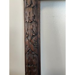 ANTICA PICCOLA CORNICE IMPERO LEGNO NOCE SCOLPITO 28CM X 33CM QUADRO SPECCHIERA