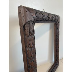 ANTICA PICCOLA CORNICE IMPERO LEGNO NOCE SCOLPITO 28CM X 33CM QUADRO SPECCHIERA
