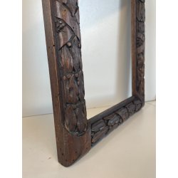 ANTICA PICCOLA CORNICE IMPERO LEGNO NOCE SCOLPITO 28CM X 33CM QUADRO SPECCHIERA