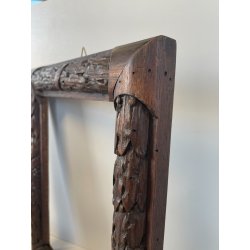 ANTICA PICCOLA CORNICE IMPERO LEGNO NOCE SCOLPITO 28CM X 33CM QUADRO SPECCHIERA