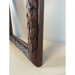 ANTICA PICCOLA CORNICE IMPERO LEGNO NOCE SCOLPITO 28CM X 33CM QUADRO SPECCHIERA