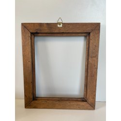 ANTICA PICCOLA CORNICE IMPERO LEGNO NOCE SCOLPITO 28CM X 33CM QUADRO SPECCHIERA