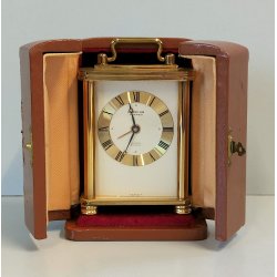 ANTICO OROLOGIO TAVOLO DORATO Looping 8 giorni OFFICIER Travel Alarm Clock BOX