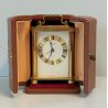 ANTICO OROLOGIO TAVOLO DORATO Looping 8 giorni OFFICIER Travel Alarm Clock BOX