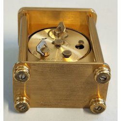 ANTICO OROLOGIO TAVOLO DORATO Looping 8 giorni OFFICIER Travel Alarm Clock BOX