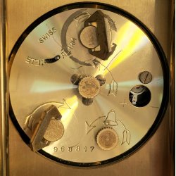 ANTICO OROLOGIO TAVOLO DORATO Looping 8 giorni OFFICIER Travel Alarm Clock BOX