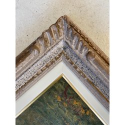 GRANDE QUADRO DIPINTO OLIO TAVOLA C. Agazzi PAESAGGIO Entrèves COURMAYEUR '800