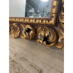 ANTICA ENORME SPECCHIERA CORNICE BAROCCA LEGNO DORATO EPOCA '900 103 CM X 205 CM
