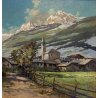 GRANDE QUADRO DIPINTO OLIO E. Magrotti PAESAGGIO ALPINO VALTOURNENCHE 94x98 cm
