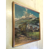 GRANDE QUADRO DIPINTO OLIO E. Magrotti PAESAGGIO ALPINO VALTOURNENCHE 94x98 cm