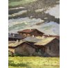 GRANDE QUADRO DIPINTO OLIO E. Magrotti PAESAGGIO ALPINO VALTOURNENCHE 94x98 cm