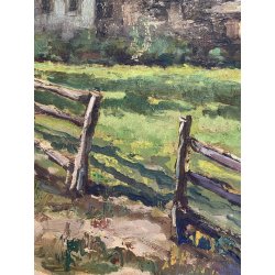 GRANDE QUADRO DIPINTO OLIO E. Magrotti PAESAGGIO ALPINO VALTOURNENCHE 94x98 cm