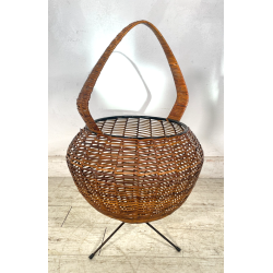 ANTICO CESTINO VINTAGE PORTARIVISTE PAGLIA PORTA LIBRI LIBRERIA SALOTTO DESIGN