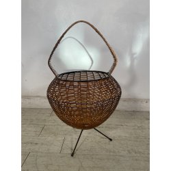 ANTICO CESTINO VINTAGE PORTARIVISTE PAGLIA PORTA LIBRI LIBRERIA SALOTTO DESIGN