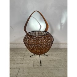 ANTICO CESTINO VINTAGE PORTARIVISTE PAGLIA PORTA LIBRI LIBRERIA SALOTTO DESIGN