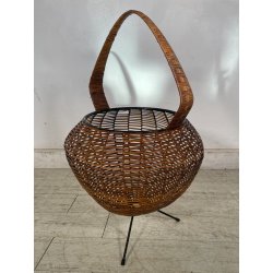 ANTICO CESTINO VINTAGE PORTARIVISTE PAGLIA PORTA LIBRI LIBRERIA SALOTTO DESIGN